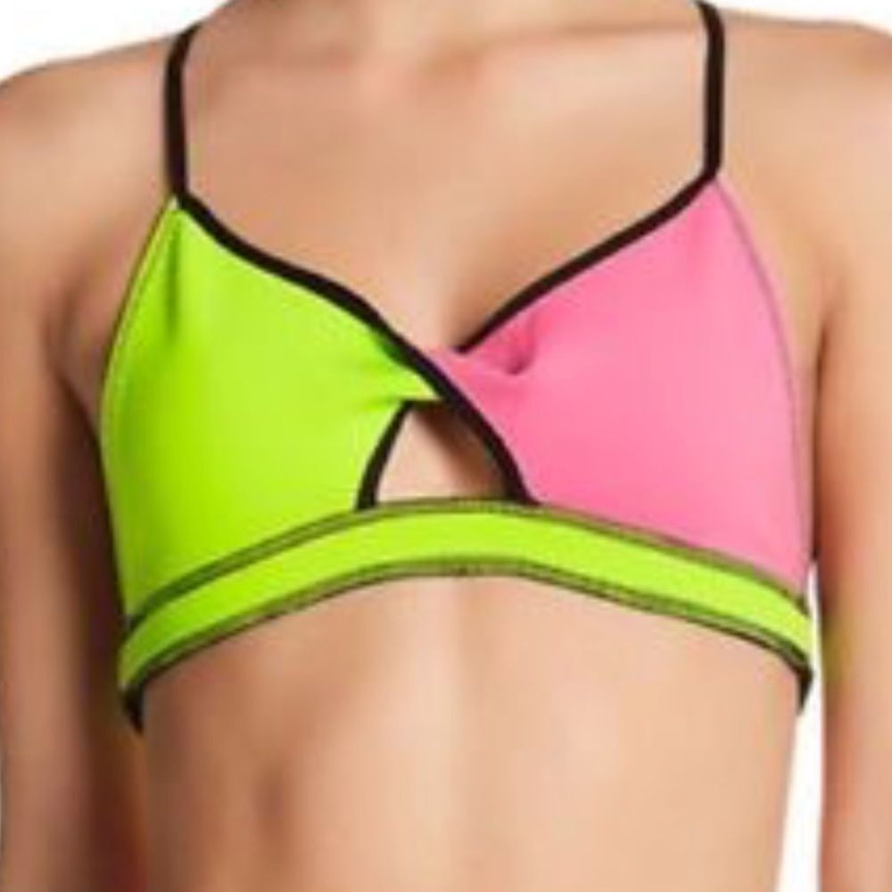 Indah Link Neoprene Bikini Top in‎ Lime NWT